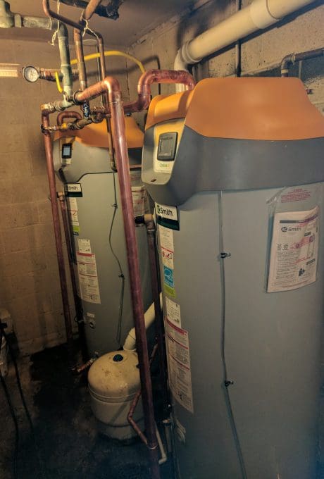 A bunch of water heaters in a room