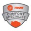 A trane comfort specialist badge is shown.